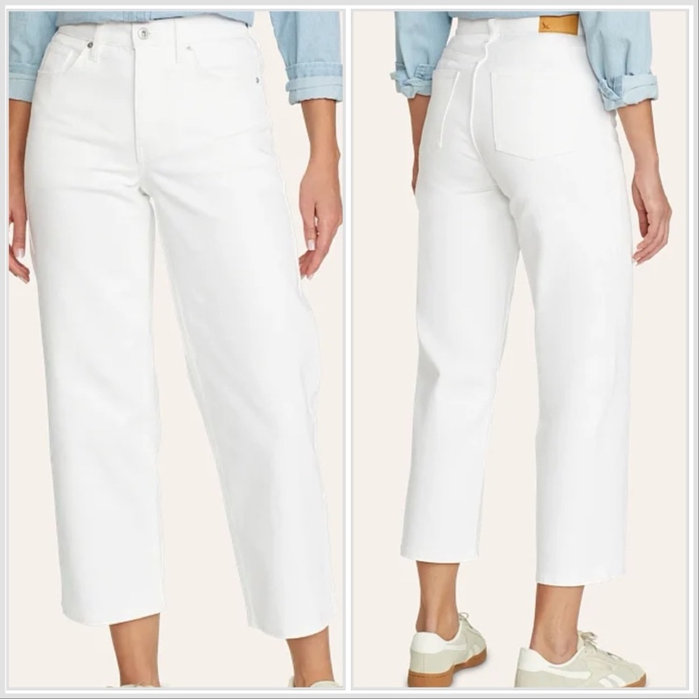 EDDIE BAUER HIGH RISE WIDE LEG CROPPED AUTHENTIC VOYAGER WHITE PANT CAPRI JEAN
